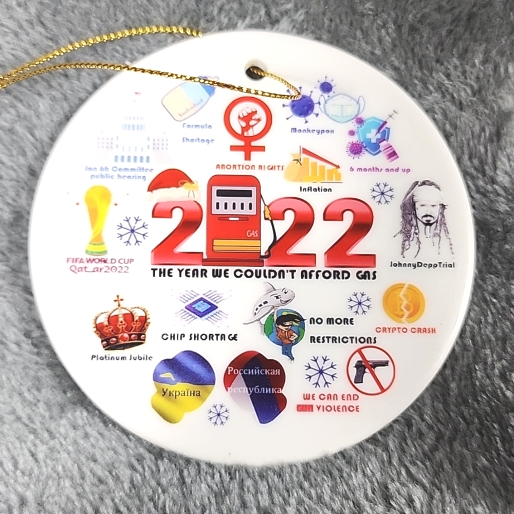 2022 What a  Year!! Highlights for 2022 in one ornament. New.